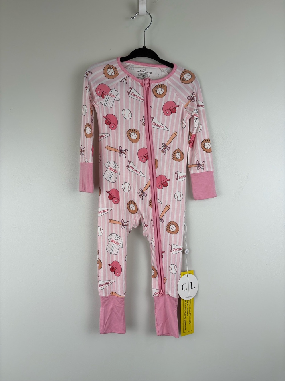 NWT Caden Lane Ballpark Babes Convertible Zip Romper Size 6-12 months Pink